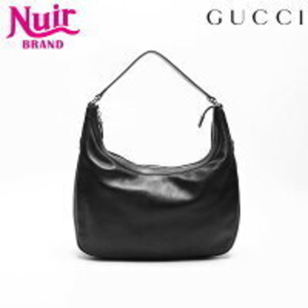 Gucci Leather One Shoulder Hobo Bag Black